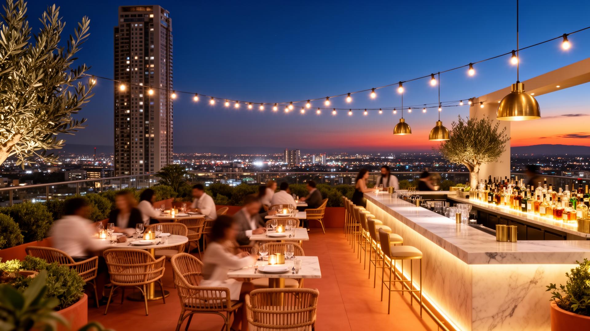 Rooftop restaurant overlooking Johannesburg